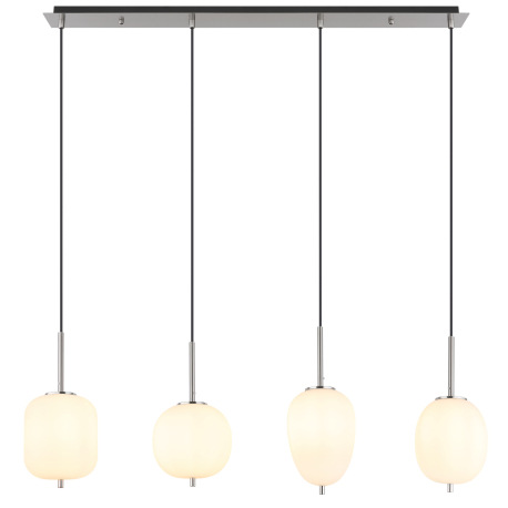 Závesné svietidlo kov nikel matný, sklo biele, kábel PVC čierny, možnosť nastavenia výšky, 4 rôzne s 11