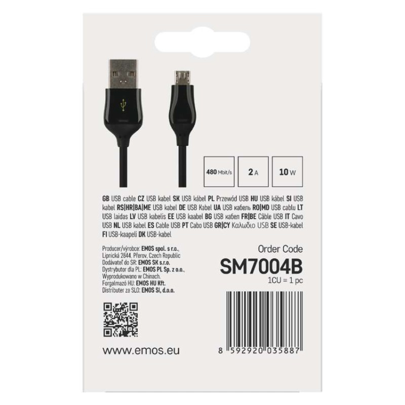 Nabíjací a dátový kábel USB-A 2.0 / micro USB-B 2.0, Quick Charge, 1 m, čierny 2