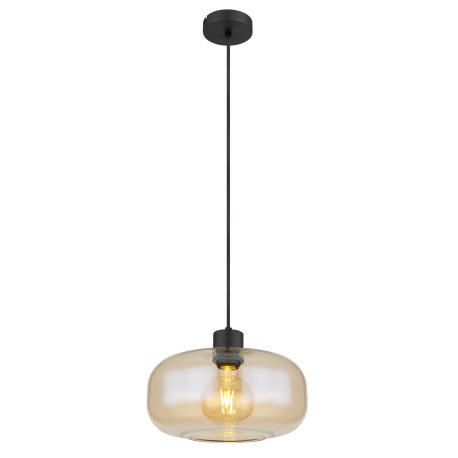 Závesné svietidlo kov čierny matný, sklo jantárové, možnosť nastavenia výšky, ø: 280mm, V: 1200mm, b