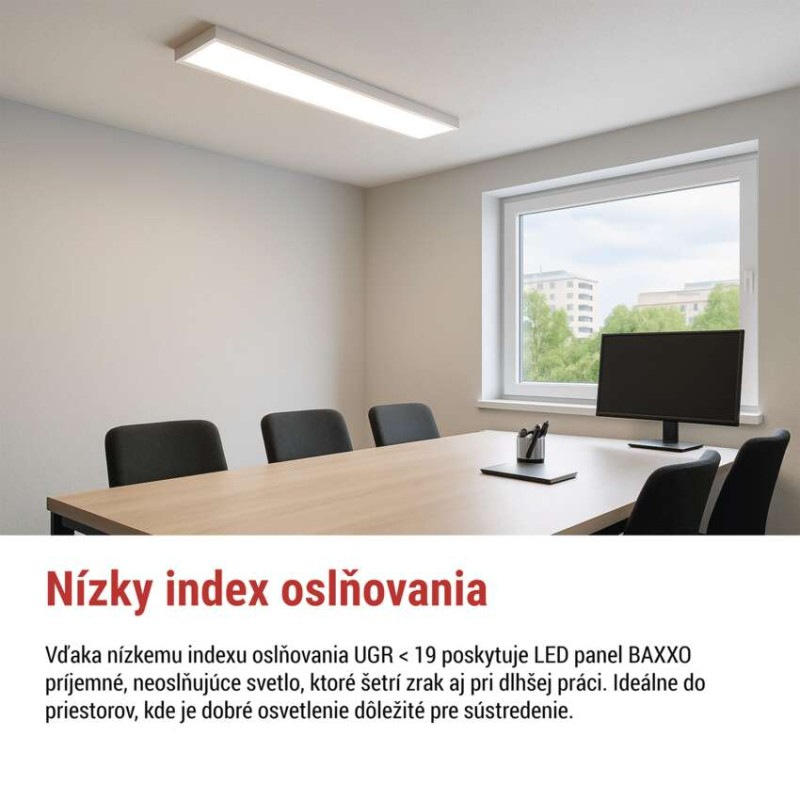LED panel BAXXO 30×120, obdĺžnikový biely, 36W neutr. b. UGR 6