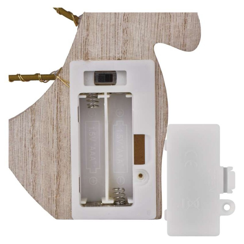 LED dekorácia drevená – anjel, 13 cm, 2x AAA, vnútorný, teplá biela, časovač 9