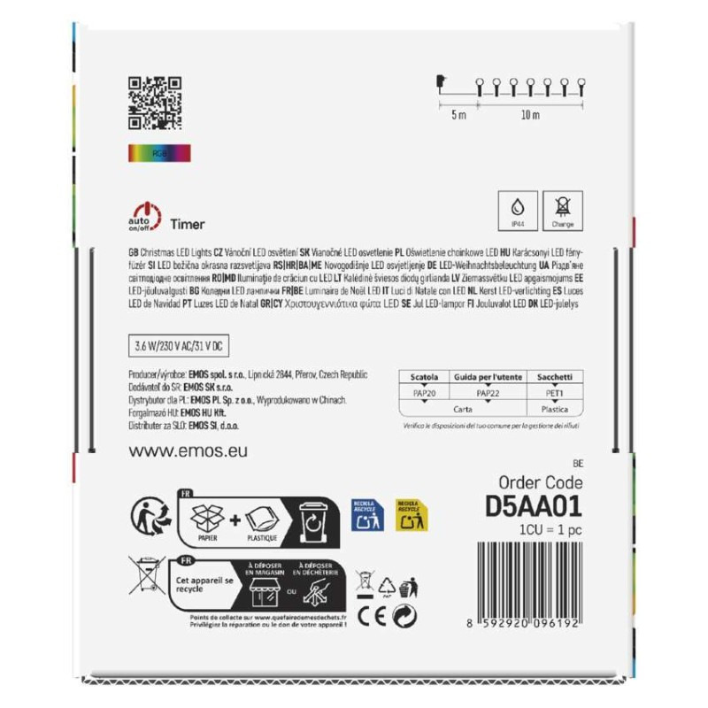 LED vianočná cherry reťaz – guličky, 10 m, RGB, ovládač, programy, časovač 7