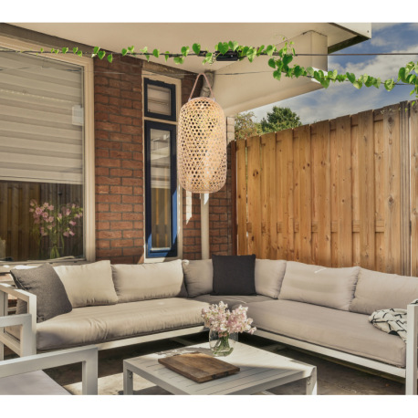 Solárne svietidlo, bambus, plast, na zavesenie alebo na státie, IP44, vypínač, akumulátor AA 600mAh 9