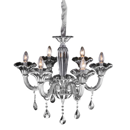 Luster, kov, chróm, sklo, K5 kryštály dymové, Ø: 620, V: 1450, bez žiaroviek 6xE14, max. 40W 230V 7