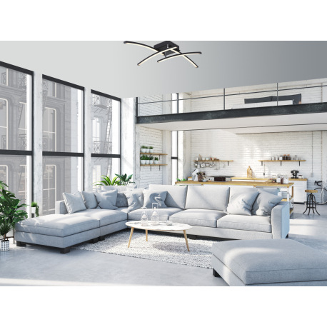 Stropné svietidlo, kov čierny matný, plast biely, nastaviteľné, zmena farby svetla pomocou nástennéh 10