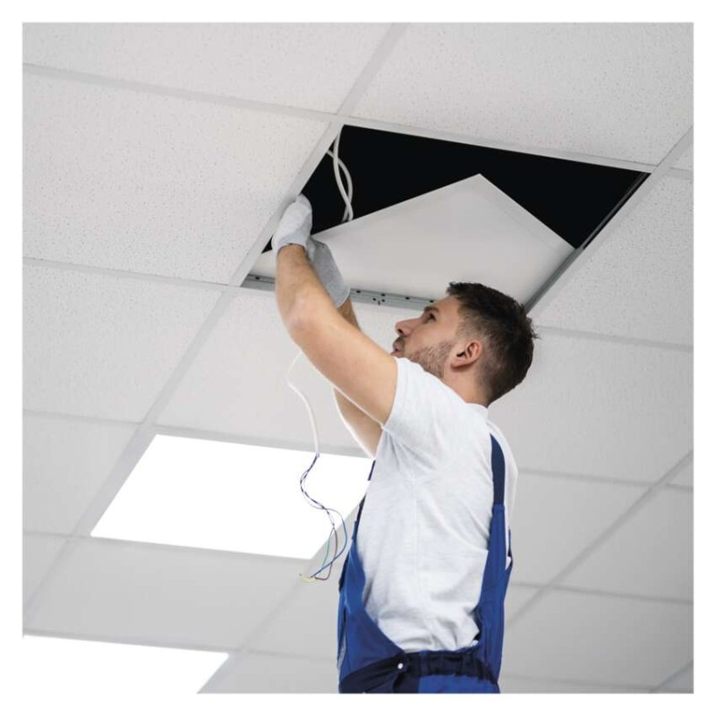 LED panel PROXO 60×60, štvorcový vstavaný biely, 33W neutrálna b. UGR 3