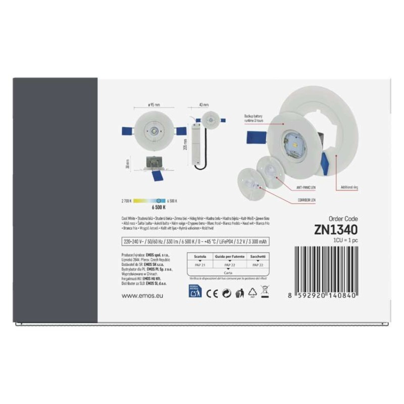 LED Núdzové svietidlo ORSU 2W 300lm 3H 10