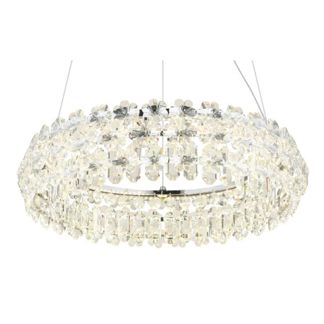 Závesné svietidlo, kov chróm, K9 Krištále priehľadné, ø: 600mm, V: 1500mm, vrátane LED 50W 230V, 621 6