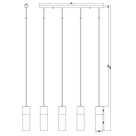 Závesné svietidlo, kov nikel matný, sklo dymové, čiernobiely textilný kábel, DxŠxV:800x90x1560, bez 17