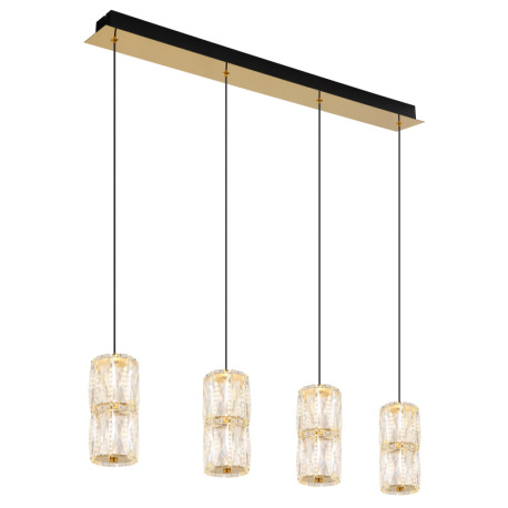 Závesná lampa kov zlatej farby antik, kov čierny matný, krištáľové číre sklo, kábel PVC čierny, výšk 8