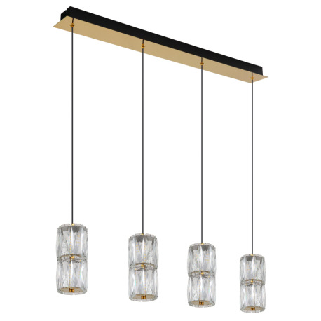 Závesná lampa kov zlatej farby antik, kov čierny matný, krištáľové číre sklo, kábel PVC čierny, výšk 11