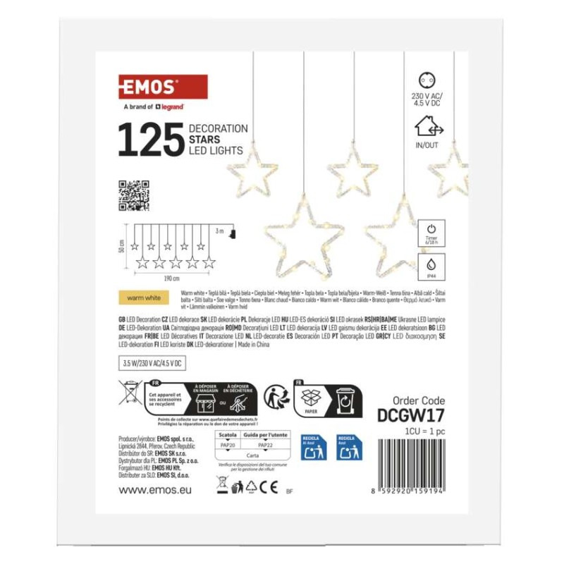 Vianočná LED girlanda – hviezdy, 190 x 50 cm, do exteriéru aj interiéru, teplá biela 8