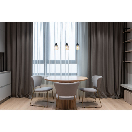 Závesné svietidlo kov čierny matný, dymové sklo, imitácia tmavého dreva, kábel PVC čierny, možnosť n 5