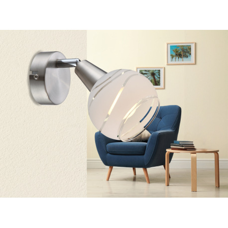 Nástenné svietidlo, nikel matný, satinované sklo, ŠxV: 100x150, H: 190, vrátane žiarovky 1xE14 LED 5 1