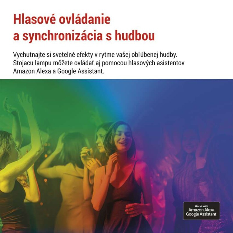 GoSmart LED stojaca lampa, čierna, 175 cm, teplá biela / RGBIC WiFi 3