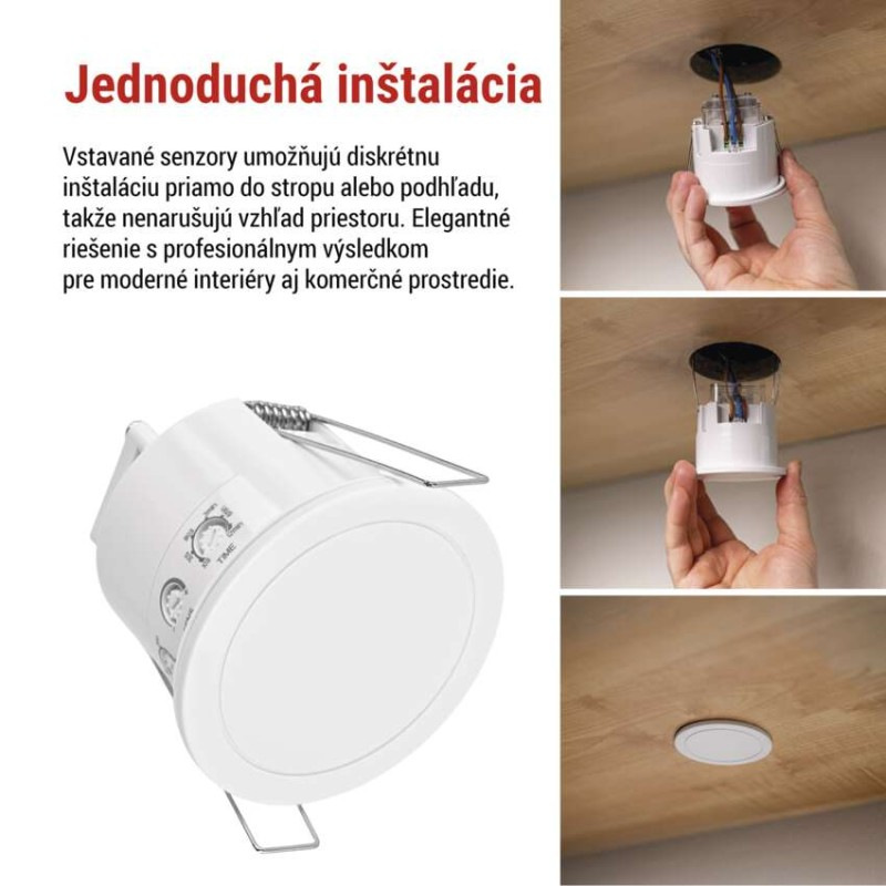 Mikrovlnný senzor prítomnosti IP20 24GHZ 2000W, biela 3