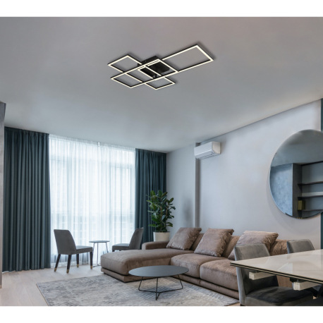 Stropné svietidlo, kov čierny matný, akryl biely, stmievateľné, SmartLight, aplikácia, pamäťová funk 1