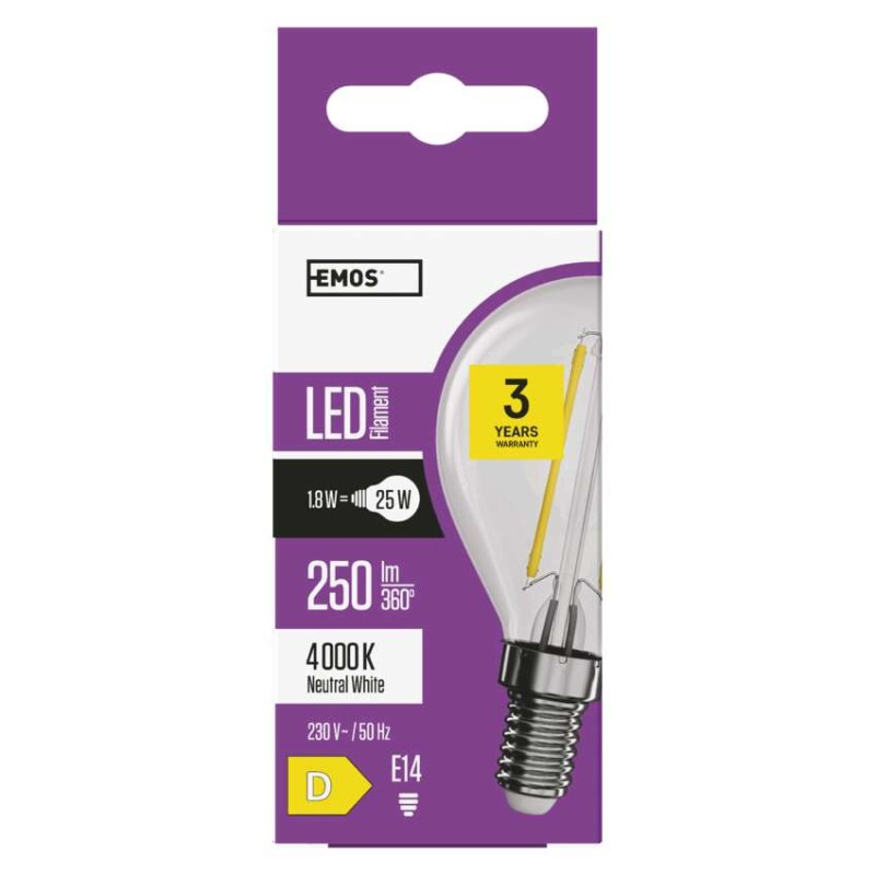LED žiarovka Filament Mini Globe / E14 / 1,8 W (25 W) / 250 lm / neutrálna biela 4