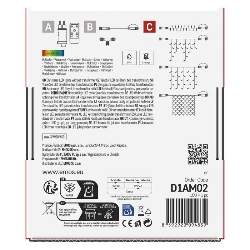 Standard LED spojovacia vianočná reťaz, 5 m, vonkajšia aj vnútorná, multicolor 11