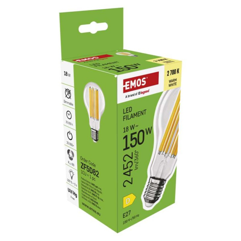 LED žiarovka Filament A70 / E27 / 18 W (150 W) / 2452 lm / Teplá biela 6