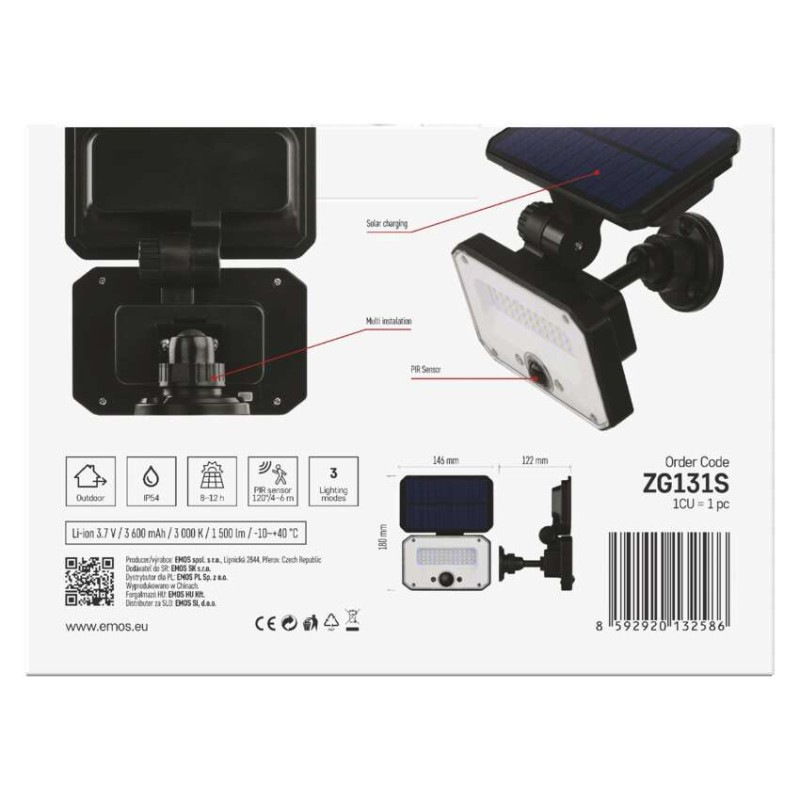 LED reflektor solárny SPILO so senzorom pohybu, teplá biela 8