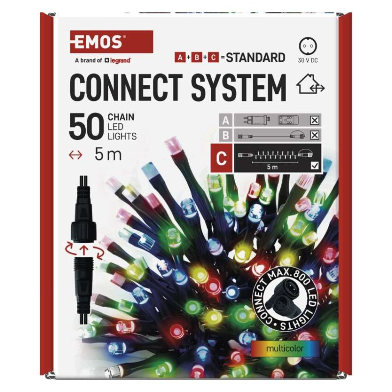 Standard LED spojovacia vianočná reťaz, 5 m, vonkajšia aj vnútorná, multicolor 10