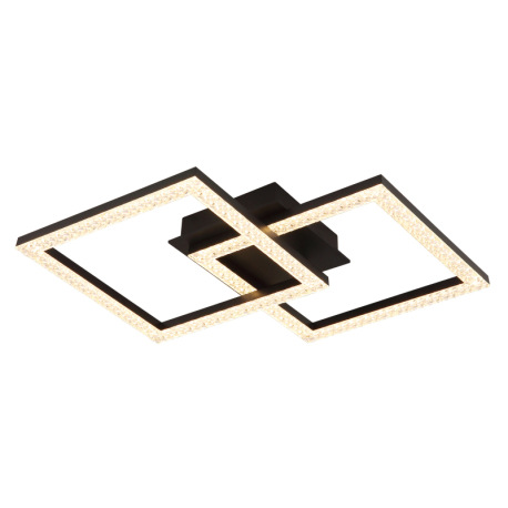 Stropné svietidlo, plastové čierne matné, číre plastové krištále, polohovateľné, DxŠxV: 526x374x75mm