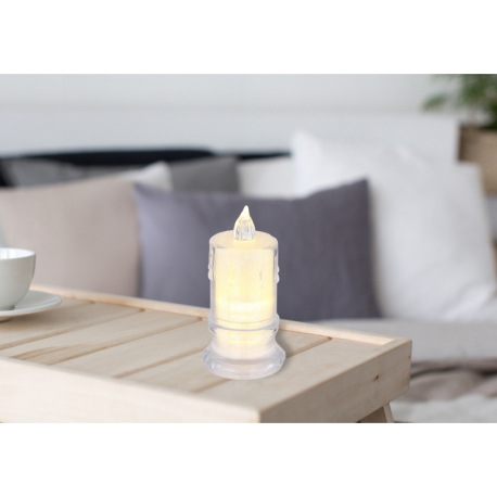 Dekoratívne svietidlo, plast číry, plast satinovaný, posuvný vypínač, vrátane batérie 3x LR1130, ø: 12