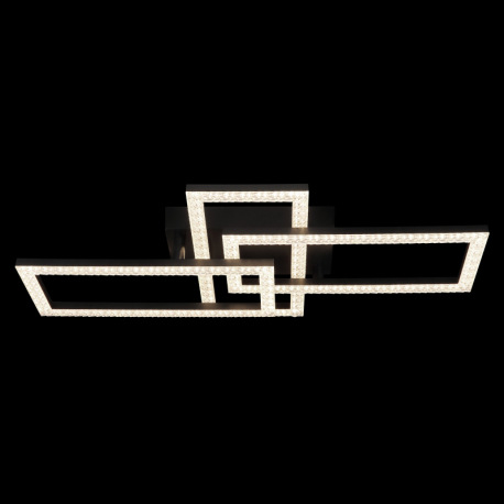 Stropné svietidlo, matný čierny plast, číre akrylové kryštály, otočné, DxŠxV: 614x340x93mm, LED 24W 4