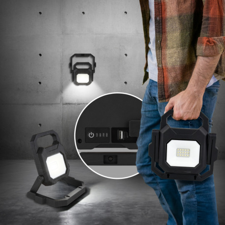 Vonkajšie svietidlo, plast čierny/biely, sklo priehľadné, USB výstup, aku CR18650 2200mAh 5V, IP54, 10