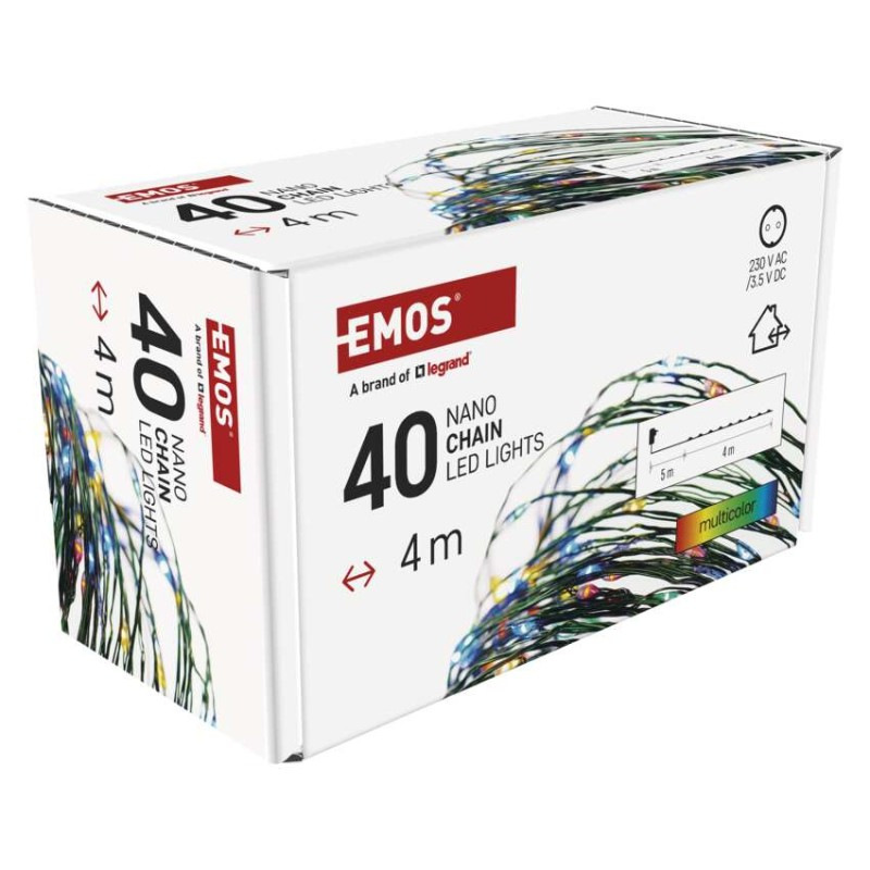 LED vianočná nano reťaz zelená, 4 m, vonkajšia aj vnútorná, multicolor, časovač 11