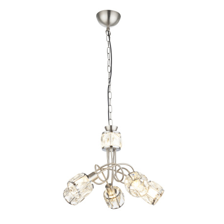 Závesné svietidlo, kov nikel matný, chróm, sklenený kryštál priehľadný, 1x vrátane LED, Ø400, V:1300