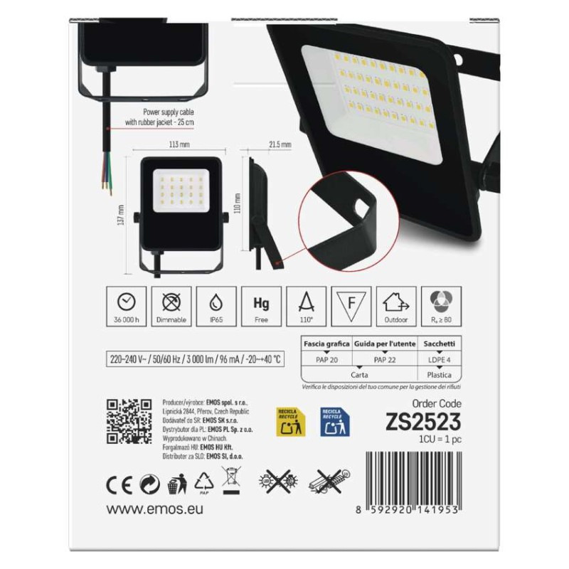 LED reflektor VISIO čierny, 20W neutrálna biela 14