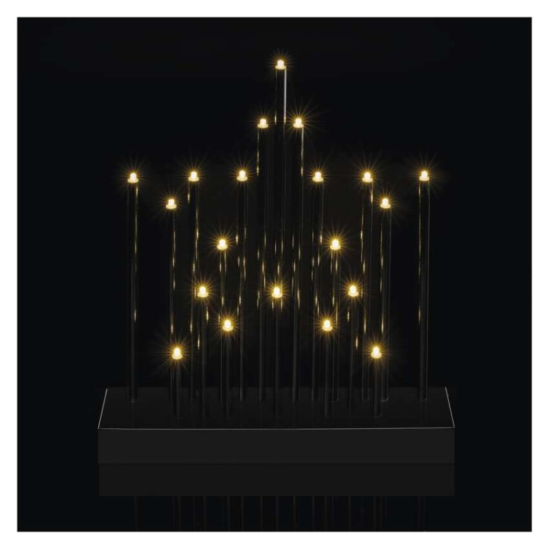 LED svietnik čierny, 27,5 cm, 3x AA, vnútorný, teplá biela, časovač 8