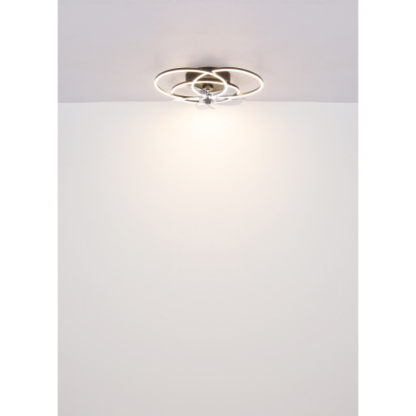 Stropný ventilátor, kov/hliník čierny matný, plast biely/dymový, stmievateľný, nástenný vypínač s vi 20