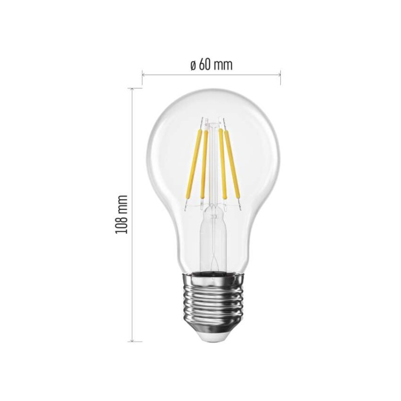 LED žiarovka Filament A60 / E27 / 3,4 W (40 W) / 470 lm / Neutrálna biela