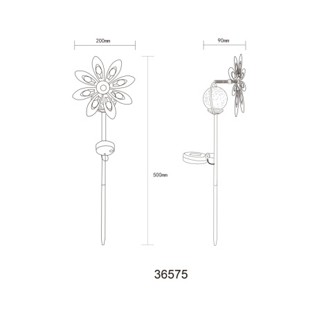 Solárne svietidlo, kov multicolor, medená farba, kov čierny matný, číra sklenená guľa, žlté sklenené 8