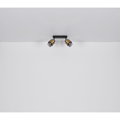 Stropné svietidlo kov čierny matný, sklo dymové, mosadzný krúžok, ø: 500mm, V: 260mm, bez žiaroviek 6