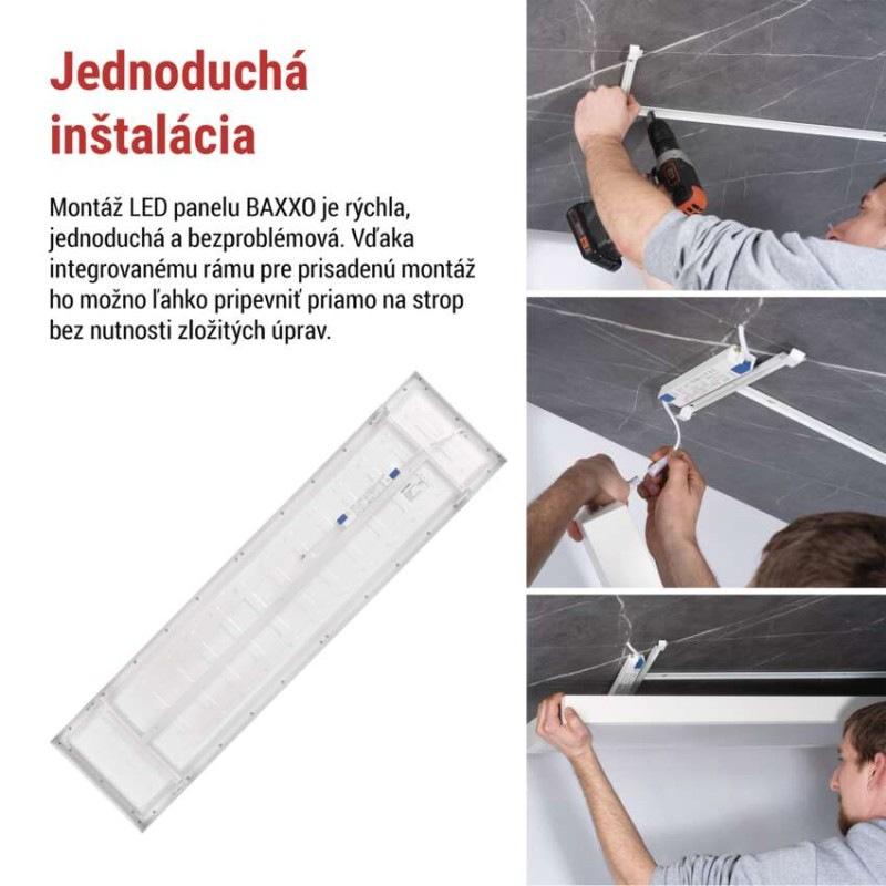 LED panel BAXXO 30×120, obdĺžnikový biely, 36W neutr. b. UGR 5