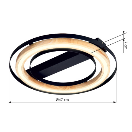 Stropné svietidlo, kov čierny matný, bambus prírodná farba, stmievateľné, niekoľko úrovní pomocou ná 3