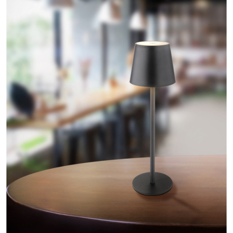 Nabíjateľná stolová lampa, kov čierny, plast čierny a biely, dotykové zapnutie/vypnutie, plynulá reg 1