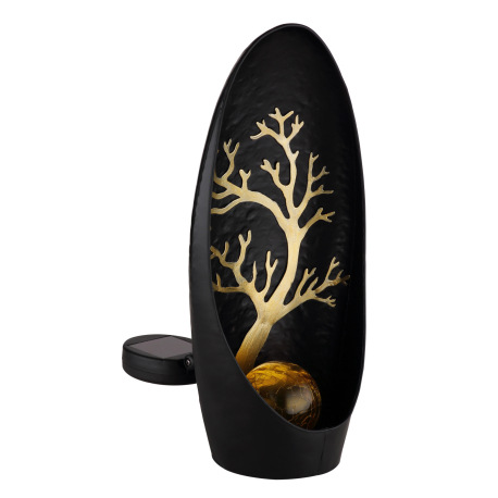 Solárne svietidlo, kov čierny, strieborný, kov zlatý, sklo jantár, imitácia rozbitého skla, vypínač, 3