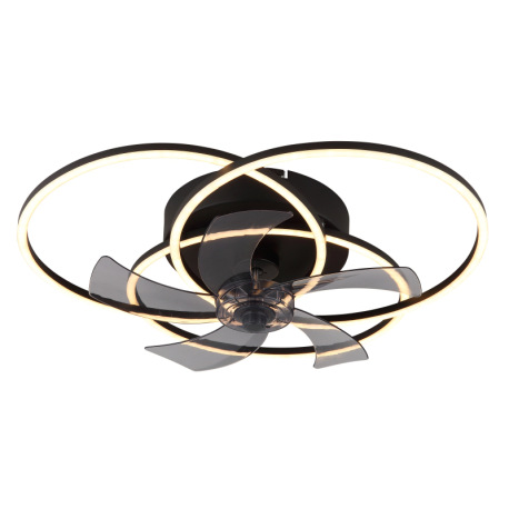 Stropný ventilátor, kov/hliník čierny matný, plast biely/dymový, stmievateľný, nástenný vypínač s vi 4