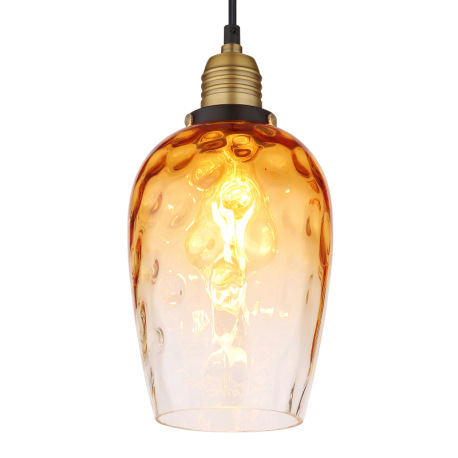 Závesné svietidlo, kov čierny, sklo jantárové, priehľadné, kov mosadzný matný, kábel PVC čierny, mož 10