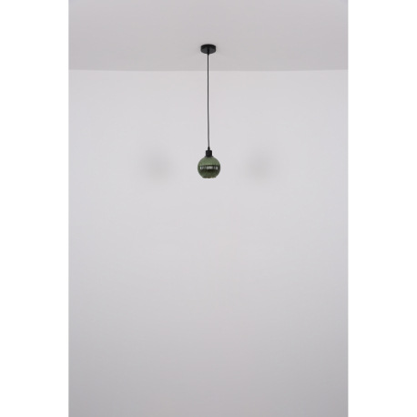 Závesné svietidlo, kov čierny, sklenená guľa modrá, kábel PVC čierny, možnosť skrátenia výšky, vnúto 7