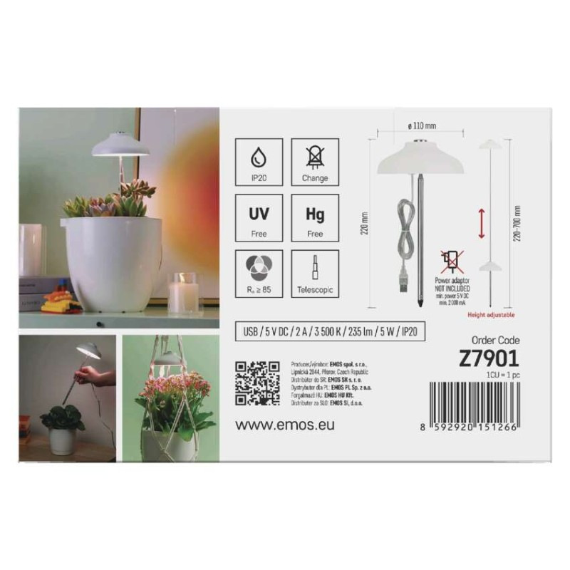 LED GROW pestovateľská lampa 5 W, časovač, biela 8