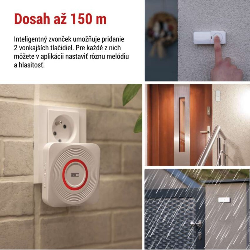 GoSmart Domový bezdrôtový zvonček P5735WS do zásuvky s WiFi 5