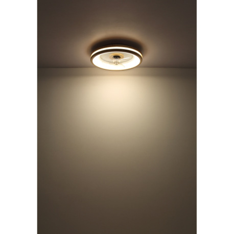 Stropný ventilátor kov biely, drevo, plast biely/transparent, stmievateľný, niekoľko úrovní cez nást 9