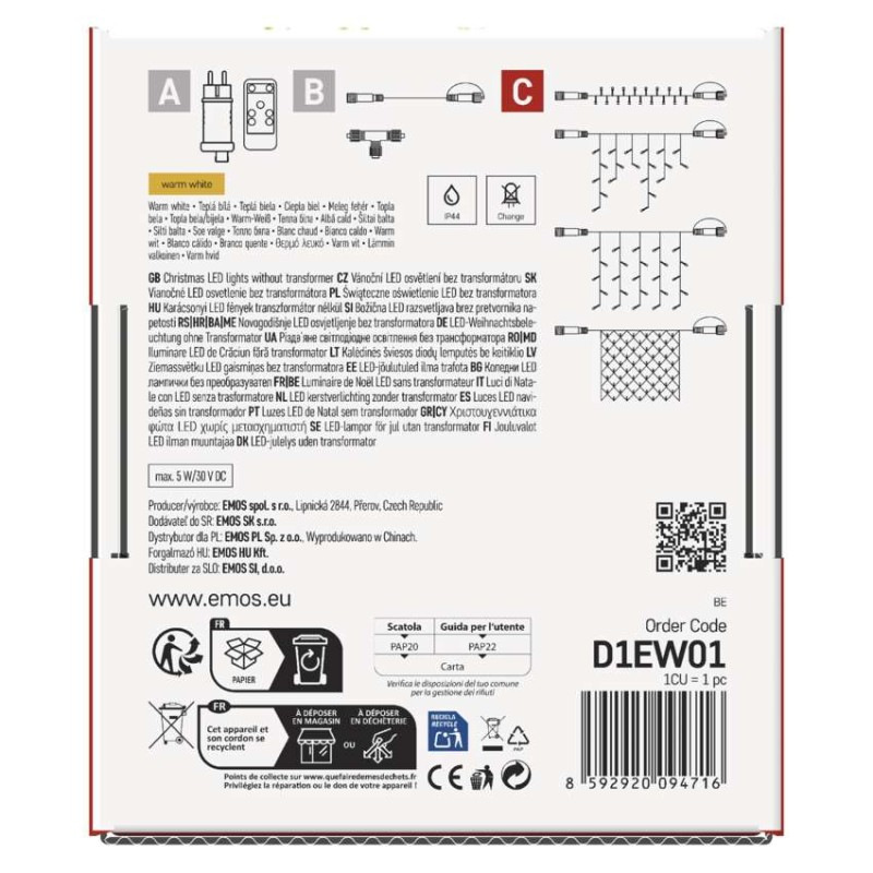 Standard LED spojovacia vianočná reťaz – záclona, 1x2 m, vonkajšia, teplá biela 10