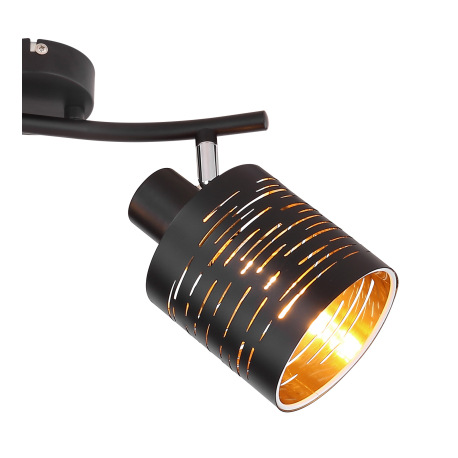 Nástenné svietidlo, kov čierny, plast čierny a zlatý, ŠxV: 270x180, bez žiaroviek 2xE14, max. 15W 23 12